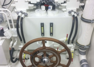 Hydromar steering gear for twin rudder system